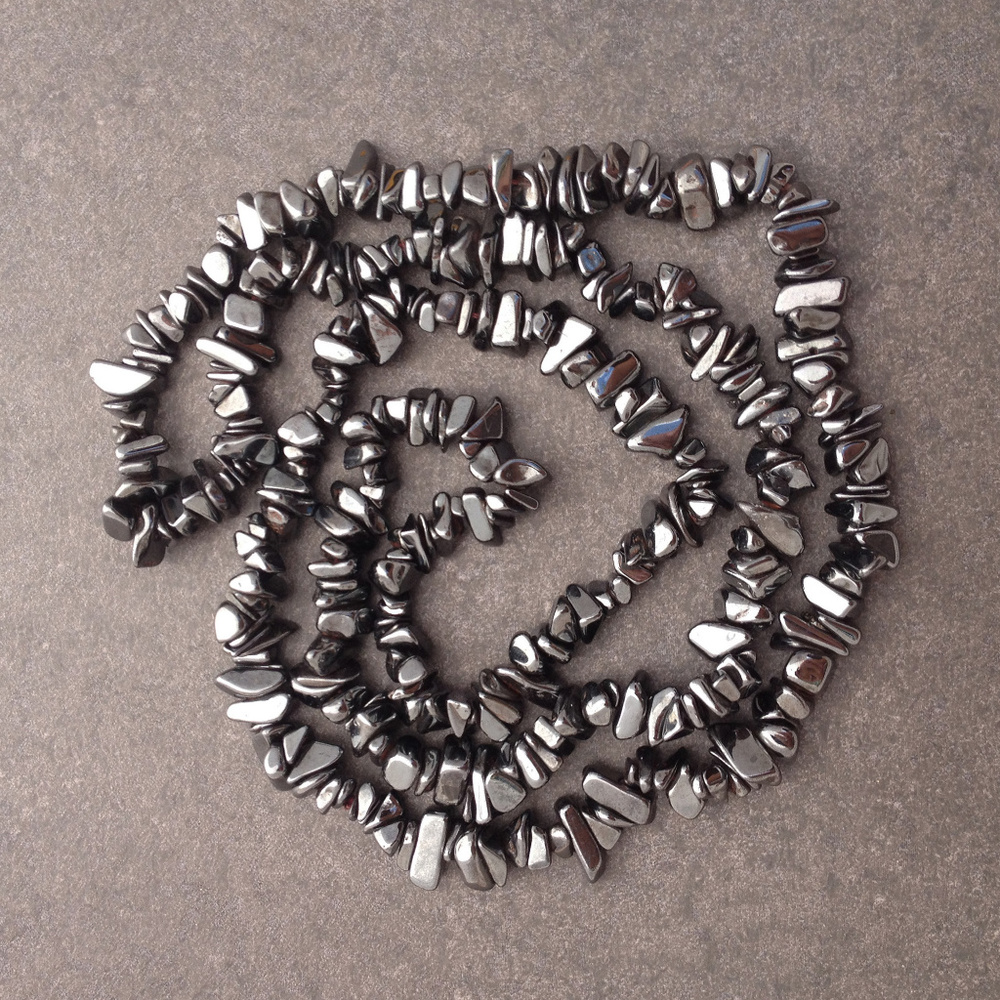 Dramatic Hematite Chip Artisan Necklace - image 1